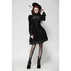 Darkinlove Women's Gothic Puff Sleeved Velvet Homecoming Dress