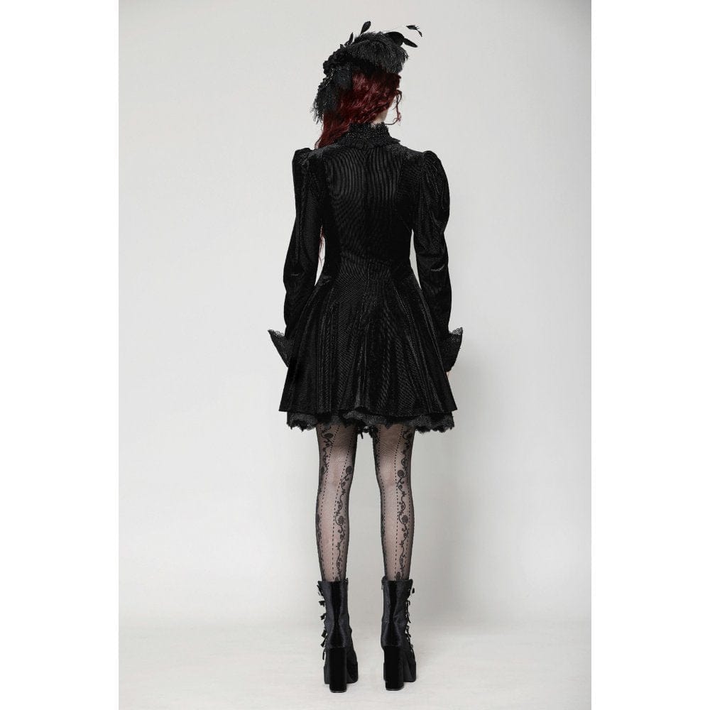 Darkinlove Women's Gothic Puff Sleeved Velvet Homecoming Dress