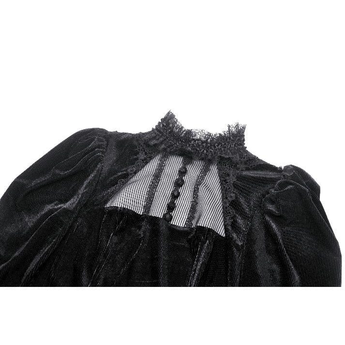 Darkinlove Women's Gothic Puff Sleeved Velvet Homecoming Dress