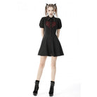 Darkinlove Women's Gothic Red Heart Contrast Color Shirt Dress