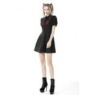 Darkinlove Women's Gothic Red Heart Contrast Color Shirt Dress