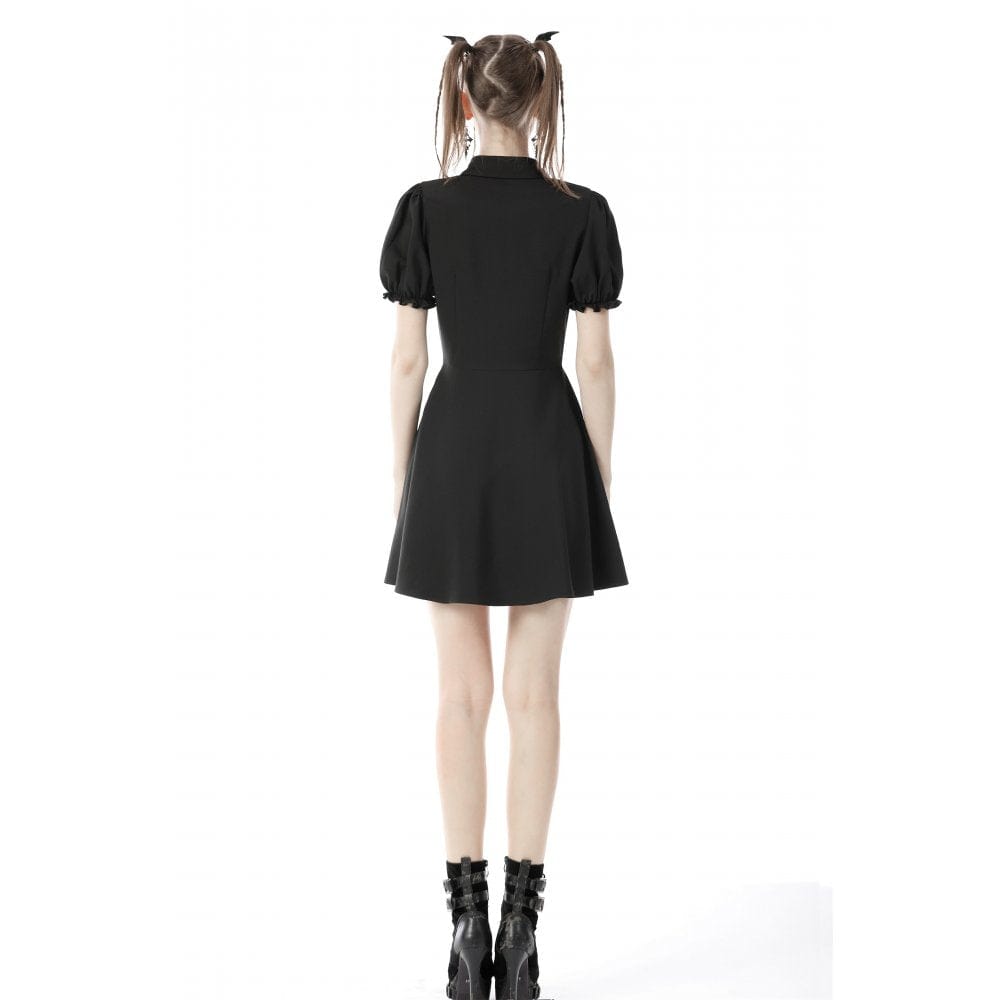 Darkinlove Women's Gothic Red Heart Contrast Color Shirt Dress