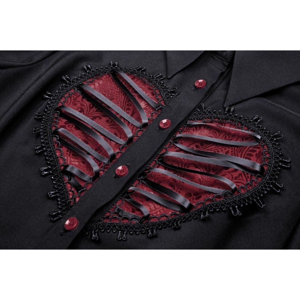 Darkinlove Women's Gothic Red Heart Contrast Color Shirt Dress