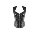 Darkinlove Women's Gothic Rivet Buckle Strap Zipper Vest