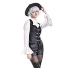 Darkinlove Women's Gothic Rivet Buckle Strap Zipper Vest