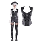 Darkinlove Women's Gothic Rivet Buckle Strap Zipper Vest