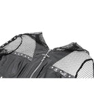 Darkinlove Women's Gothic Rivet Zipper Hooded Long Sleeve Mesh Top