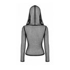Darkinlove Women's Gothic Rivet Zipper Hooded Long Sleeve Mesh Top