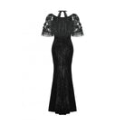 Darkinlove Women's Gothic Rose Embroidered Velvet Prom Fishtail Dress