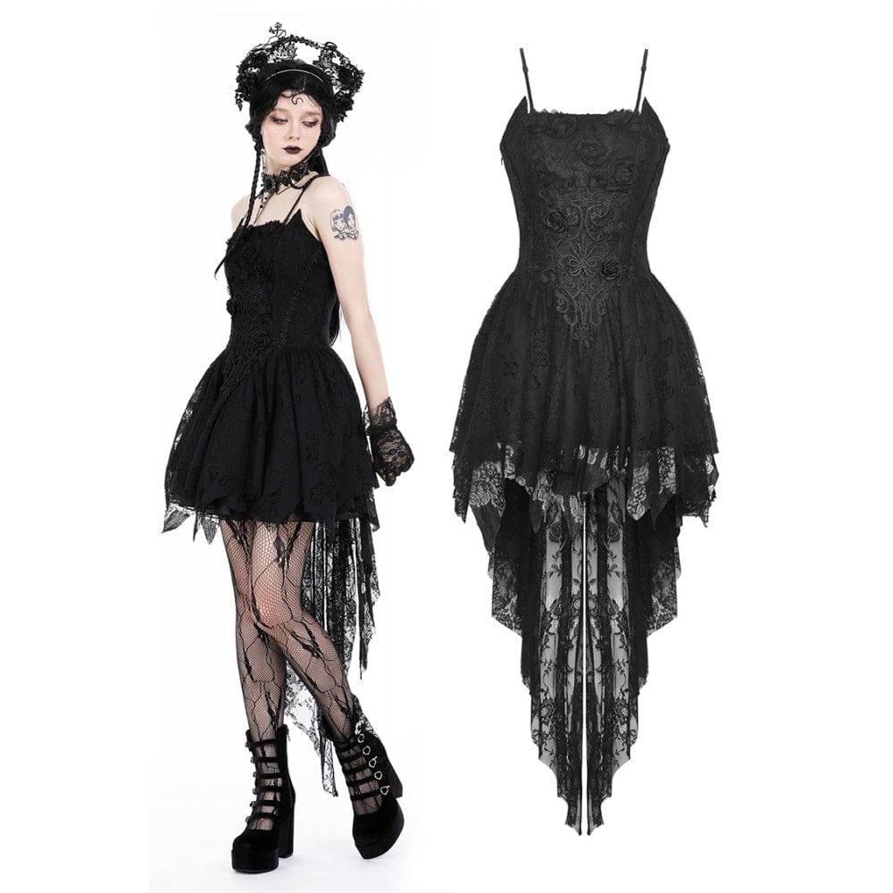 Darkinlove Women's Gothic Rose High-low Slip Dress