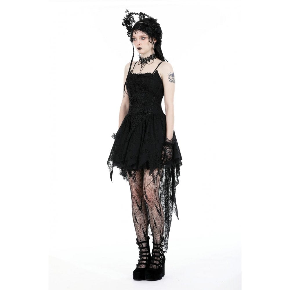 Darkinlove Women's Gothic Rose High-low Slip Dress