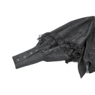 Darkinlove Women's Gothic Rose Jacquard Irregular Hem Long Sleeve Shirt with Detachable Tie
