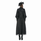 Darkinlove Women's Gothic Rose Jacquard Irregular Hem Long Sleeve Shirt with Detachable Tie