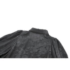 Darkinlove Women's Gothic Rose Jacquard Irregular Hem Long Sleeve Shirt with Detachable Tie