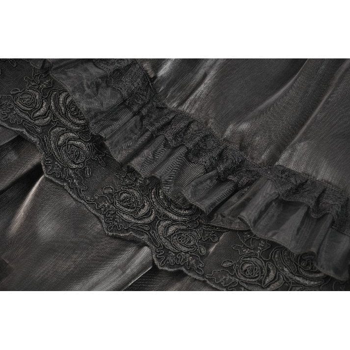 Darkinlove Women's Gothic Rose Lace Layered Long Skirt