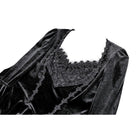 Darkinlove Women's Gothic Rose Lace Splice Ruffle High-Low Hem Flare Sleeve Velvet Dress