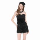 Darkinlove Women's Gothic Rose Lace-Trimmed Shorts
