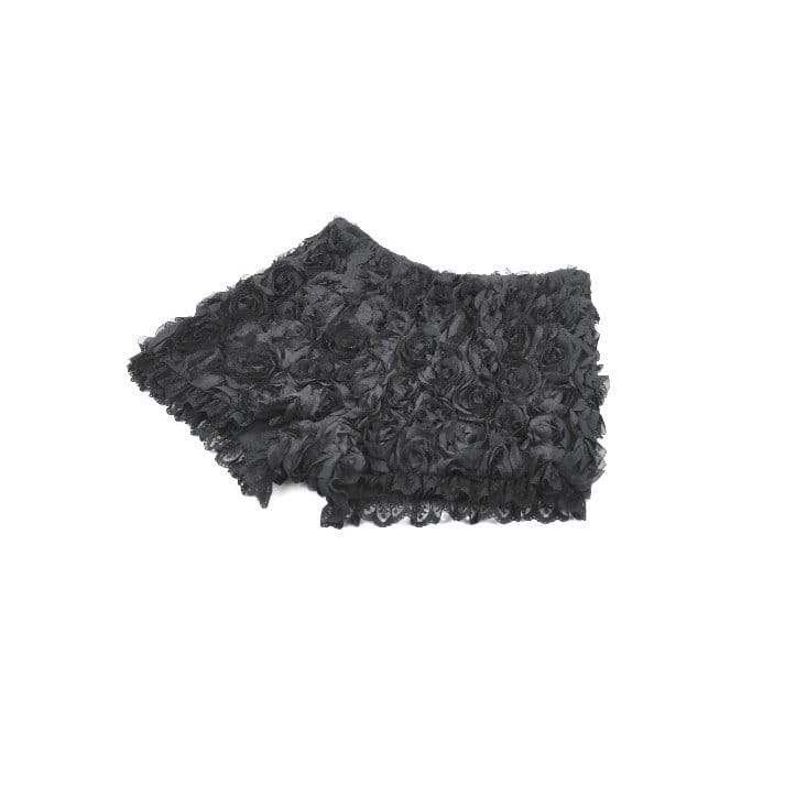 Darkinlove Women's Gothic Rose Lace-Trimmed Shorts