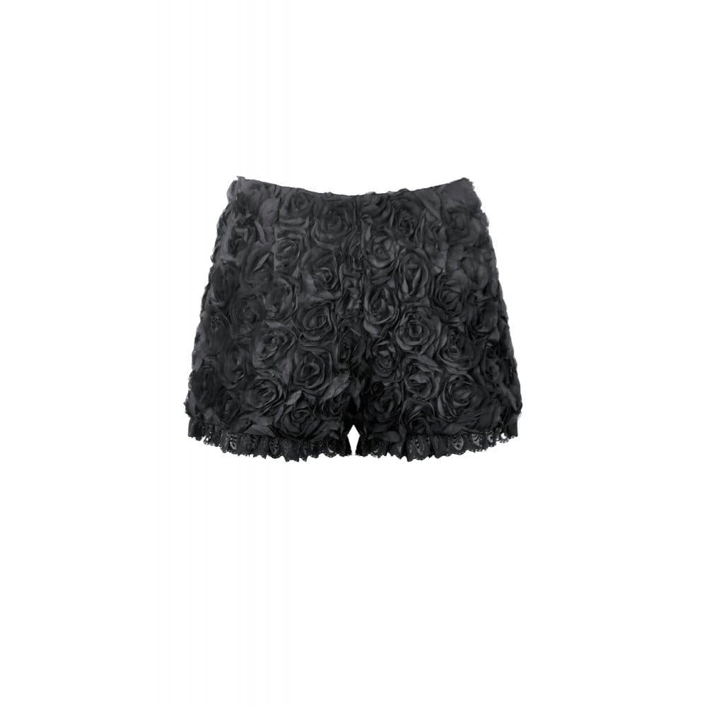 Darkinlove Women's Gothic Rose Lace-Trimmed Shorts