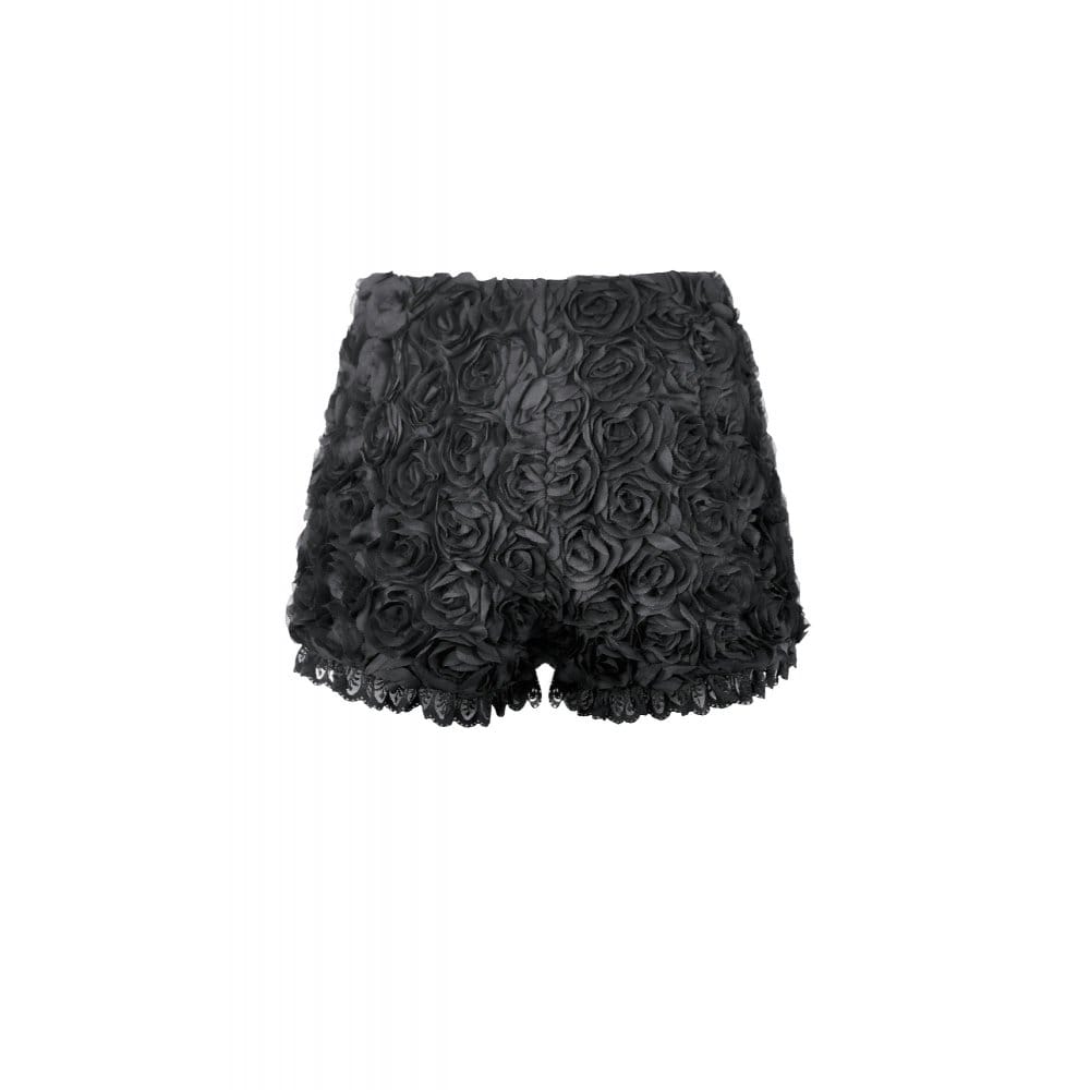 Darkinlove Women's Gothic Rose Lace-Trimmed Shorts
