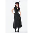 Darkinlove Women's Gothic Rose Ruffled Plunging Short Sleeved Shirt