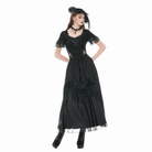 Darkinlove Women's Gothic Rose Tassels Layered Maxi Skirt