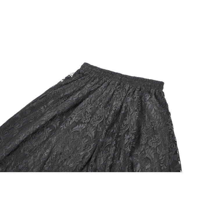Darkinlove Women's Gothic Rose Tassels Layered Maxi Skirt
