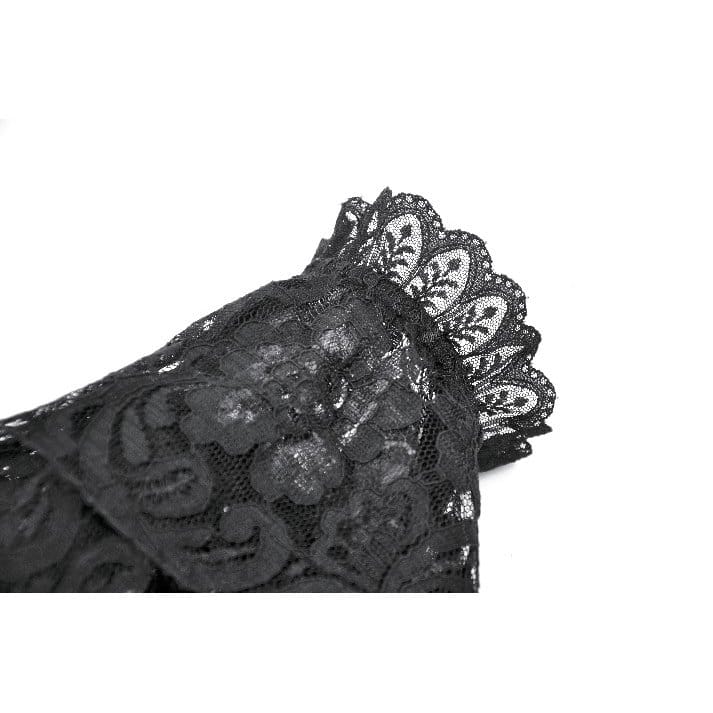 Maniche svasate da donna Darkinlove in velluto rosa gotico con inserti in pizzo