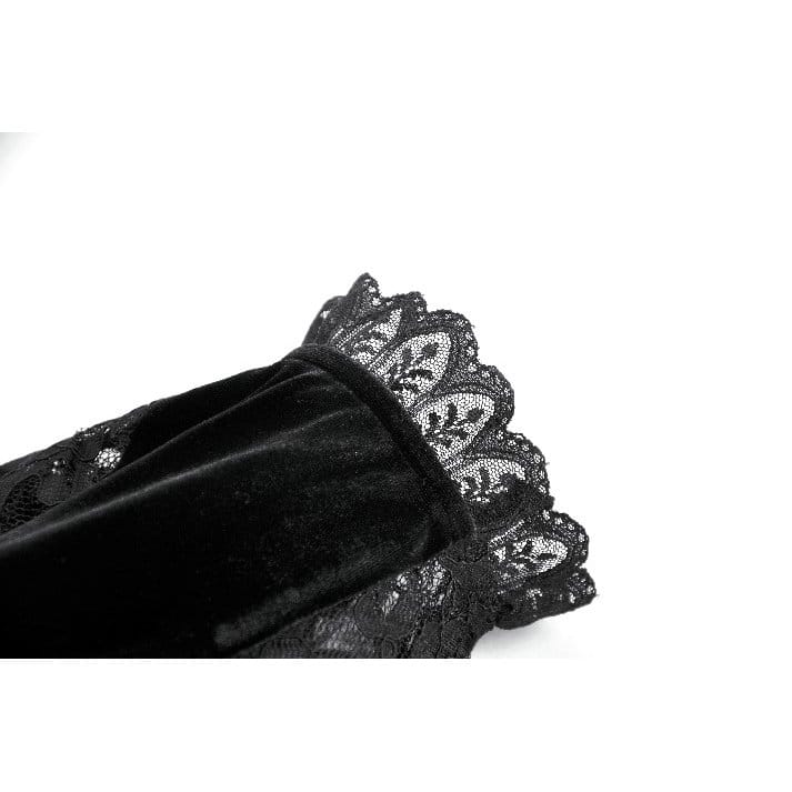 Maniche svasate da donna Darkinlove in velluto rosa gotico con inserti in pizzo