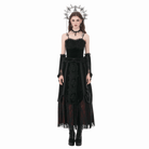 Darkinlove Women's Gothic Rose Velvet Splice Lace Flared Arm Sleeves