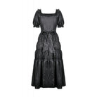 Darkinlove Women's Gothic Ruched Square-cut Collar Puff Short Sleeved Dress