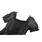 Darkinlove Women's Gothic Ruched Square-cut Collar Puff Short Sleeved Dress