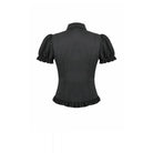 Darkinlove Women's Gothic Ruched Turn-down Collar Puff Short Sleeve Shirt