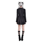 Women's Gothic Ruffle Cutout Heart Mock Neck Long Sleeved Short Dress - Punk Design