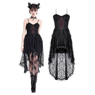 Darkinlove Women's Gothic Ruffle High/Low Hem Slip Dress