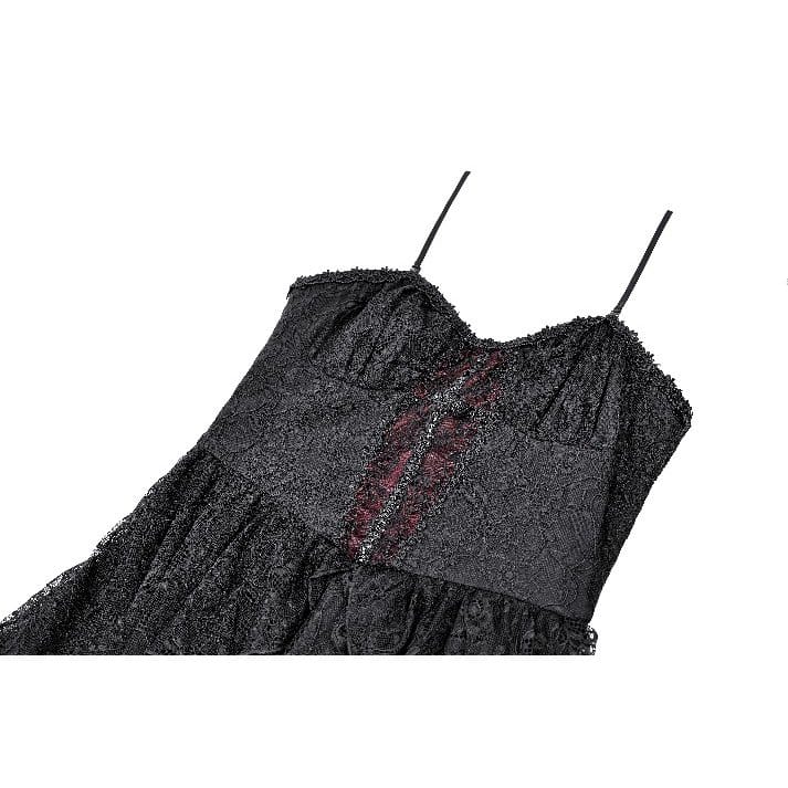 Darkinlove Women's Gothic Ruffle High/Low Hem Slip Dress