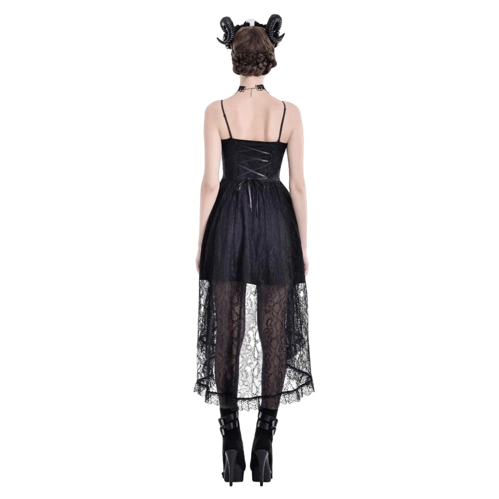 Darkinlove Women's Gothic Ruffle High/Low Hem Slip Dress