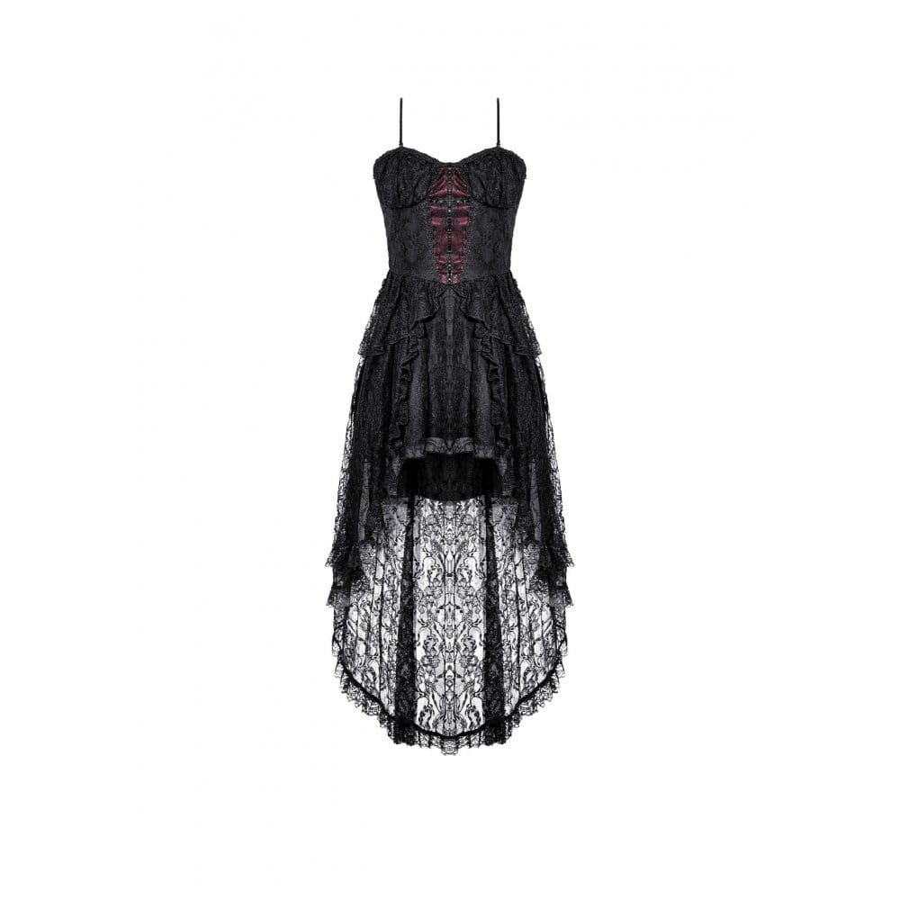 Darkinlove Women's Gothic Ruffle High/Low Hem Slip Dress