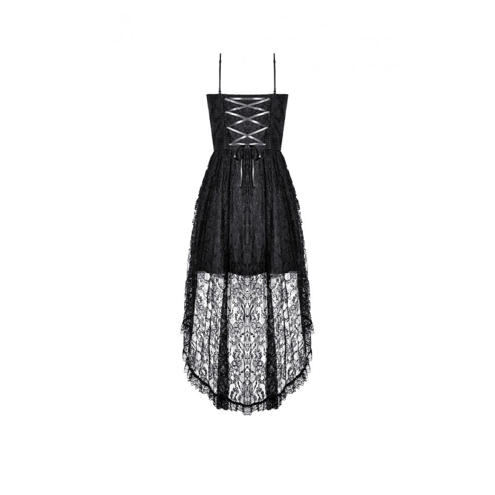 Darkinlove Women's Gothic Ruffle High/Low Hem Slip Dress