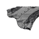 Darkinlove Women's Gothic Ruffle Lace Patchwork Pinstripe Long Sleeve Blouse