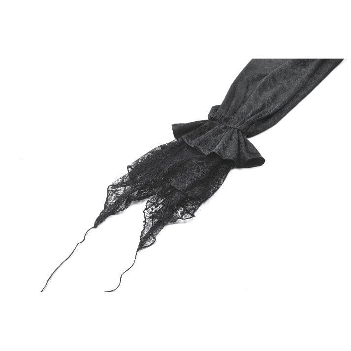 Darkinlove Women's Gothic Ruffle Lace Splice Lantern Sleeved Shirt