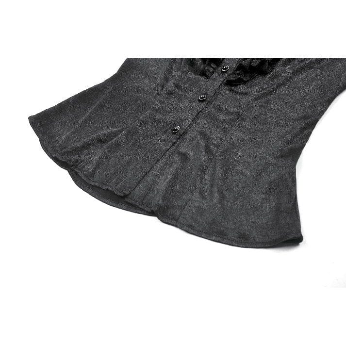 Darkinlove Women's Gothic Ruffle Lace Splice Lantern Sleeved Shirt