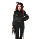 Darkinlove Women's Gothic Ruffle Lace Splice Lantern Sleeved Shirt