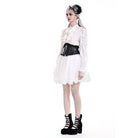 Darkinlove Women's Gothic Ruffle Mock Neck Puff Sleeve Blouse