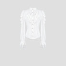 Darkinlove Women's Gothic Ruffle Mock Neck Puff Sleeve Blouse