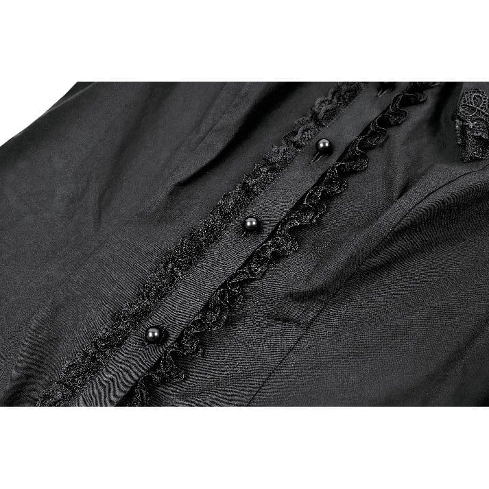 Darkinlove Women's Gothic Ruffle Peter Pan Collar Puff Short Sleeve Blouse
