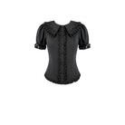 Darkinlove Women's Gothic Ruffle Peter Pan Collar Puff Short Sleeve Blouse