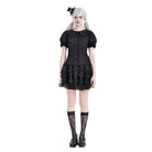 Darkinlove Women's Gothic Ruffle Peter Pan Collar Puff Short Sleeve Blouse