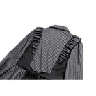 Darkinlove Women's Gothic Ruffle Pinstripe Mock Two-piece Long Sleeve Maid Dress