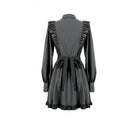 Darkinlove Women's Gothic Ruffle Pinstripe Mock Two-piece Long Sleeve Maid Dress